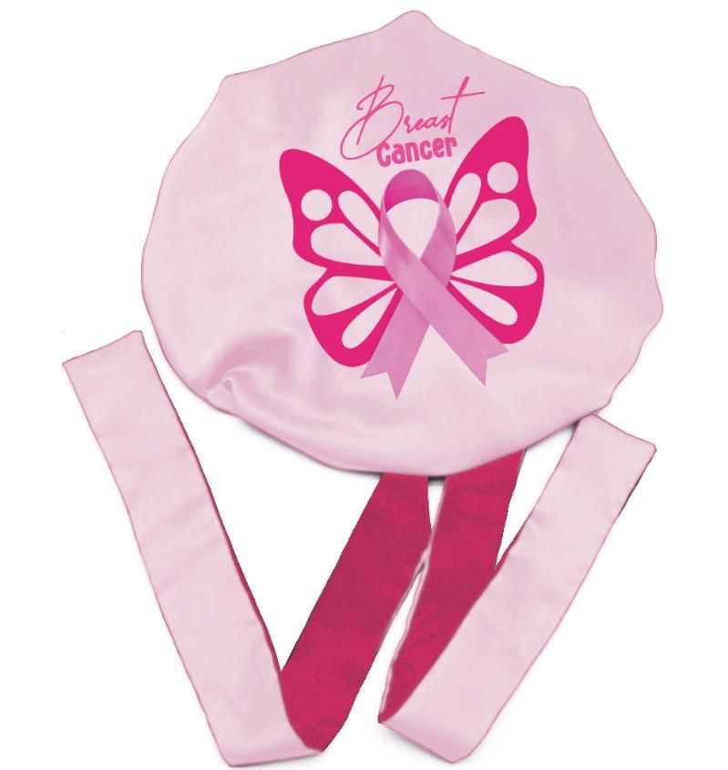 Breast Cancer Reversible Silk Bonnet