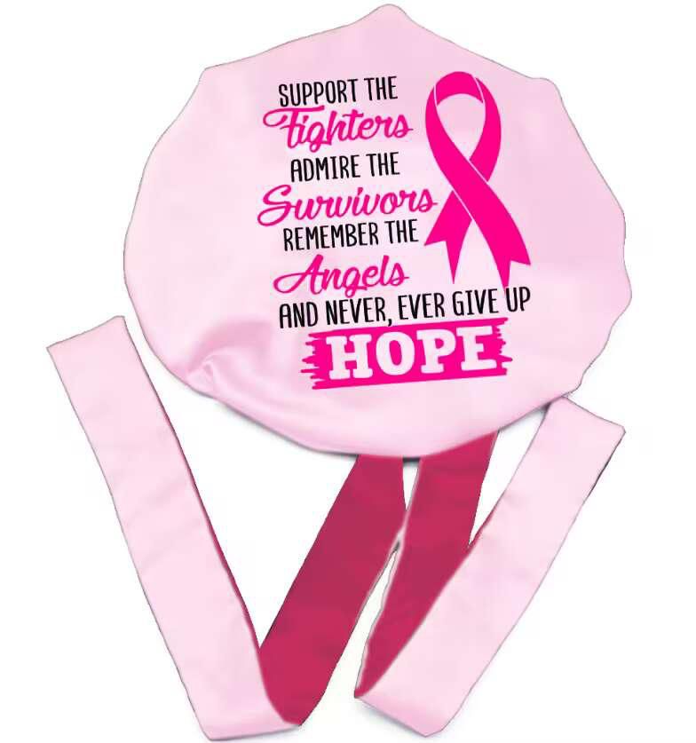 Breast Cancer Reversible Silk Bonnet
