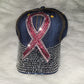 Blue Jean Breast Cancer Ribbon Jeweled Hat