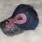 Blue Jean Breast Cancer Ribbon (Slanted) Jeweled Hat