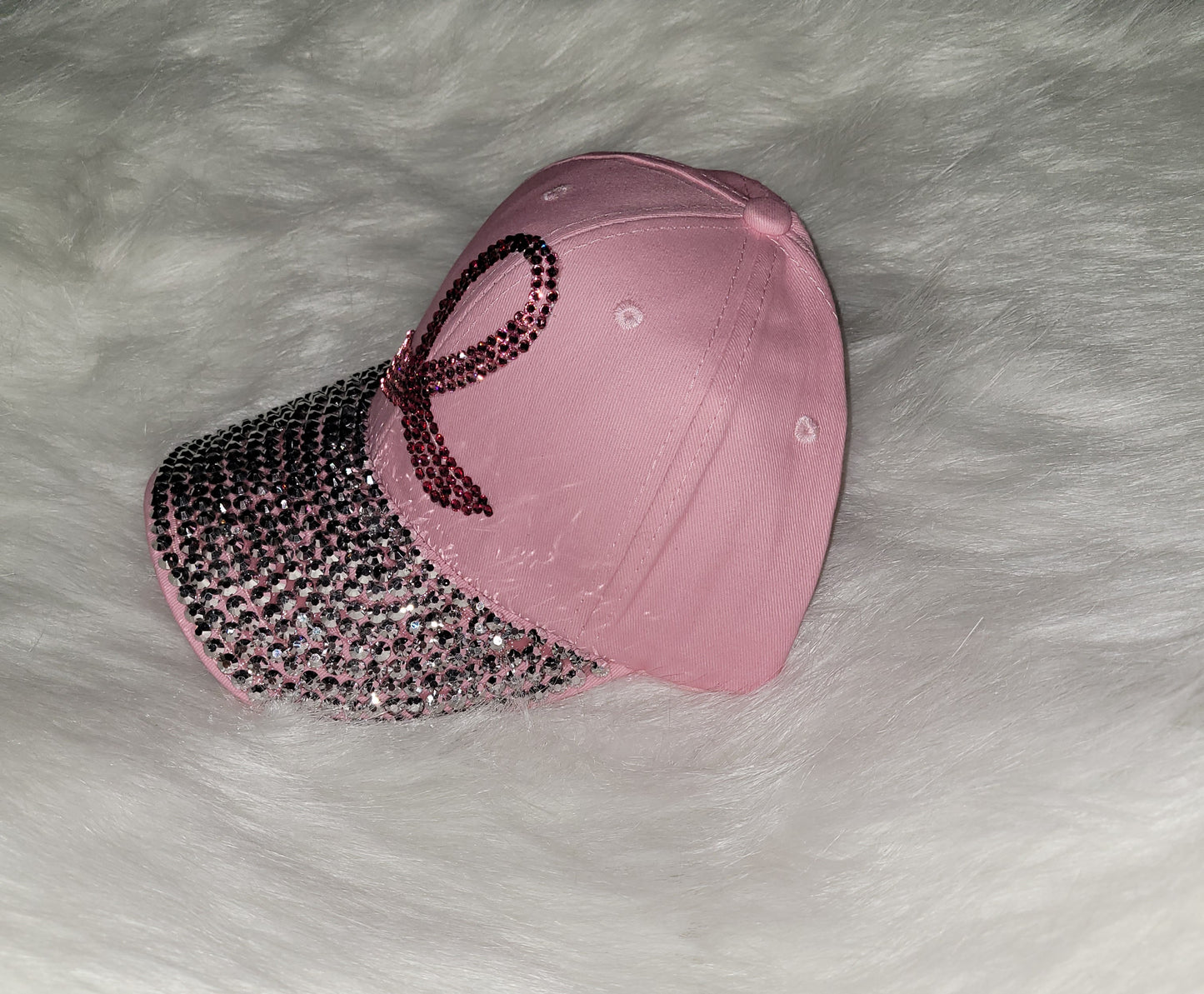 Lt Pink Breast Cancer Ribbon Jeweled Hat